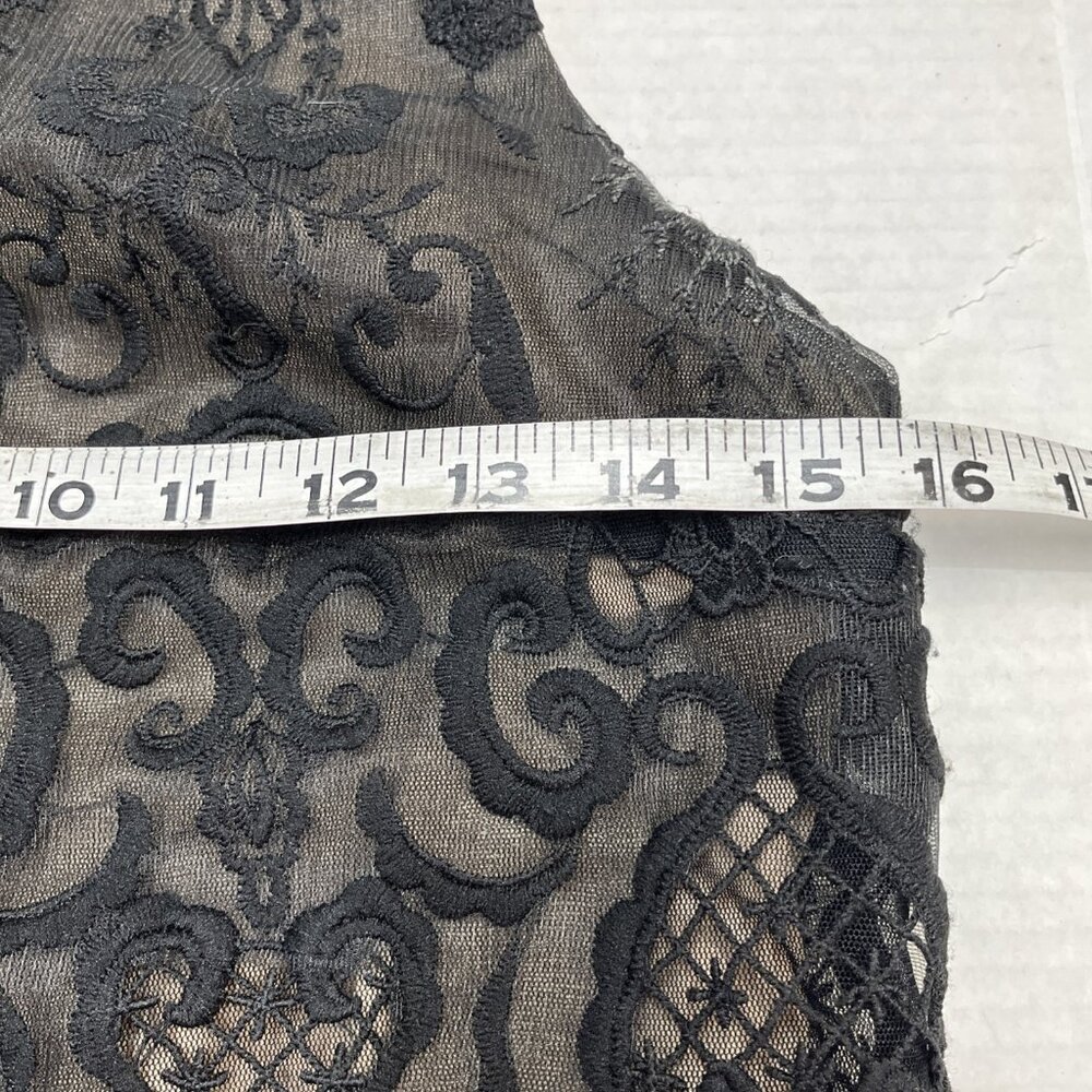 Vintage Betsy Adam Dress Size‎ 6 Black Lace Overlay Accordion Pleated Maxi Gown - Picture 12 of 13